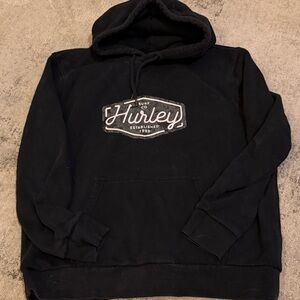 (158)Hurley Men's Black Hoodie with White Logo